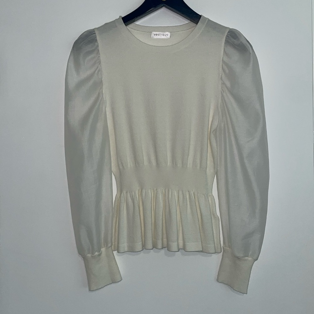 White top with sheer sleeves!